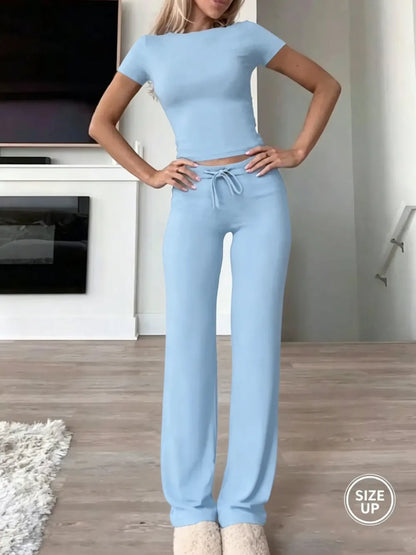Two-Piece Set Plain Loungewear Set