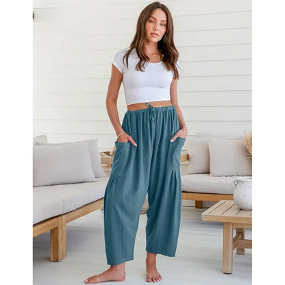 Women'S Linen Beach Harem Pants With Pockets