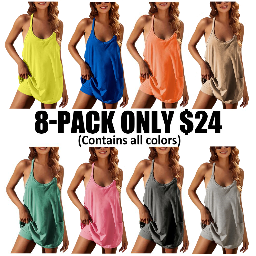 Women's Summer Sleeveless Mini Dress, Casual Sporty Dress, Short Tennis Skirt with Pockets