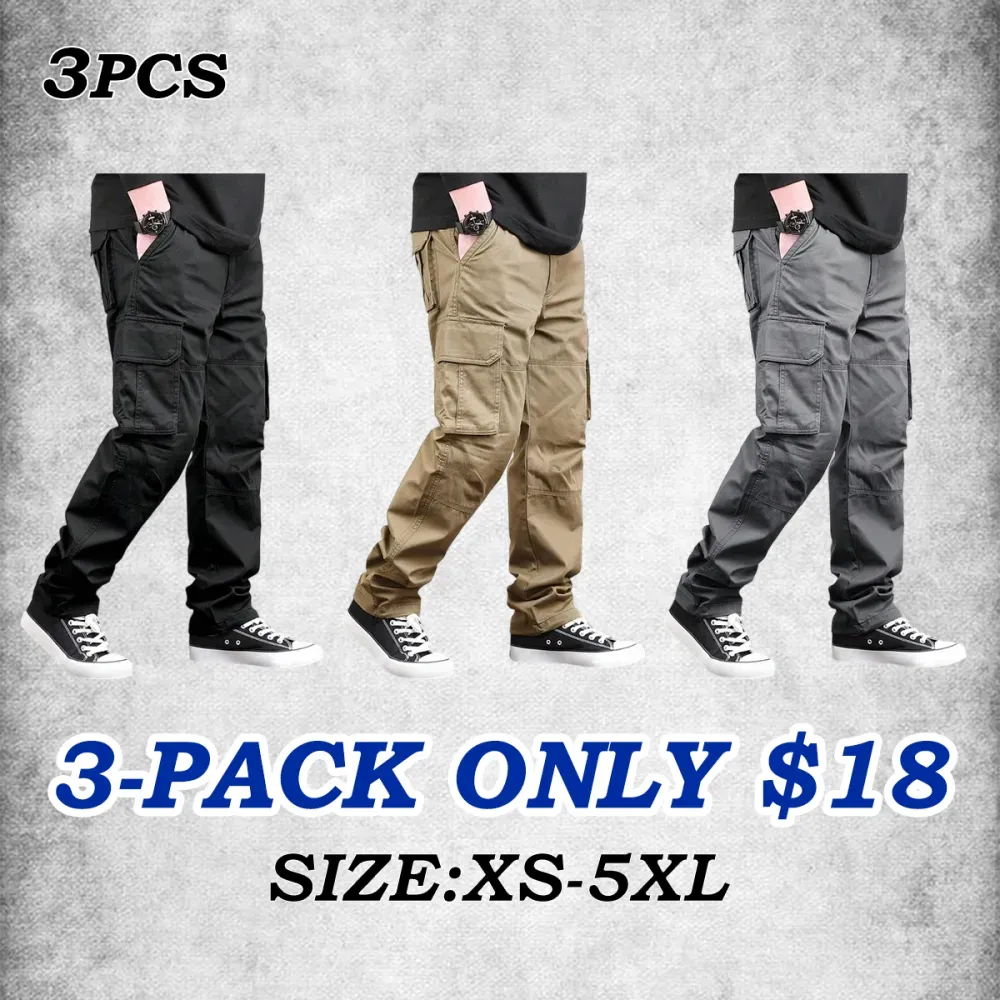 Men's Loose Solid Pocket Cargo Pants