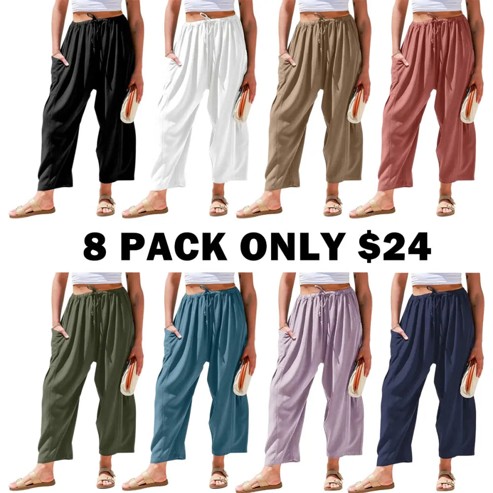Women‘s Linen Blend Wide Leg Pants