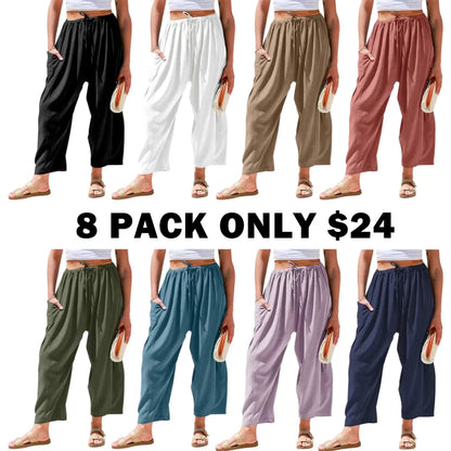 Women‘s Linen Blend Wide Leg Pants