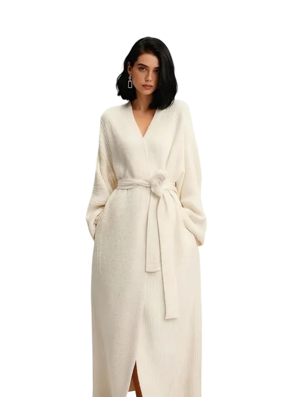 Women's double-sided plush bathrobe