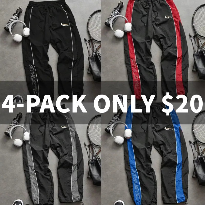 Men's Casual Sporty Long Pants, Loose Fit Elastic Cuff, Fashionable Print, Lightweight Fabric, Perfect for Daily Wear