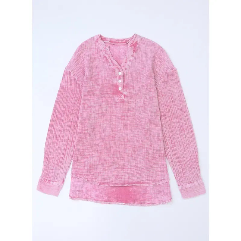 Women's Casual Button V Neck Long Sleeve Shirts