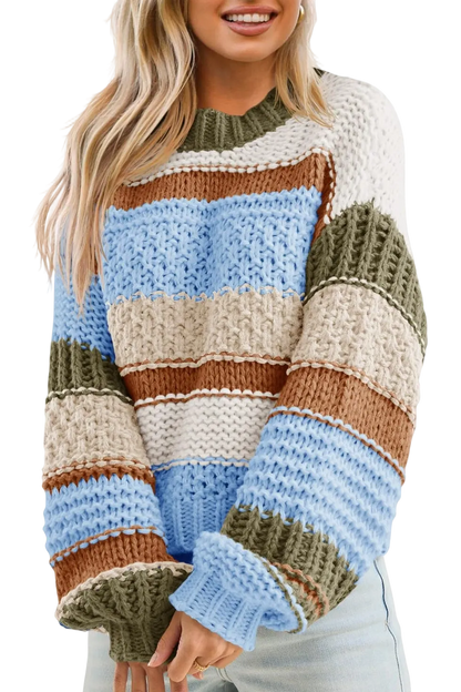 Women's loose-fitting oversized crew neck sweater