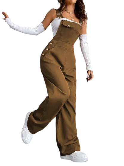 Women's Plain Pocket Overalls, Casual Comfy Overalls for Daily Wear, Ladies Clothes for All Seasons, Womenswear