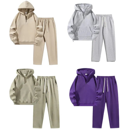Men's Plain Two-piece Sweatsuit Set