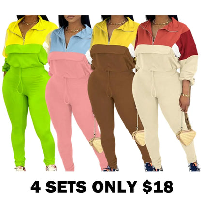 2-piece Colorblock Tracksuit Sets