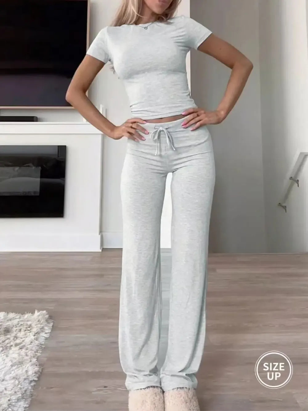 Two-Piece Set Plain Loungewear Set