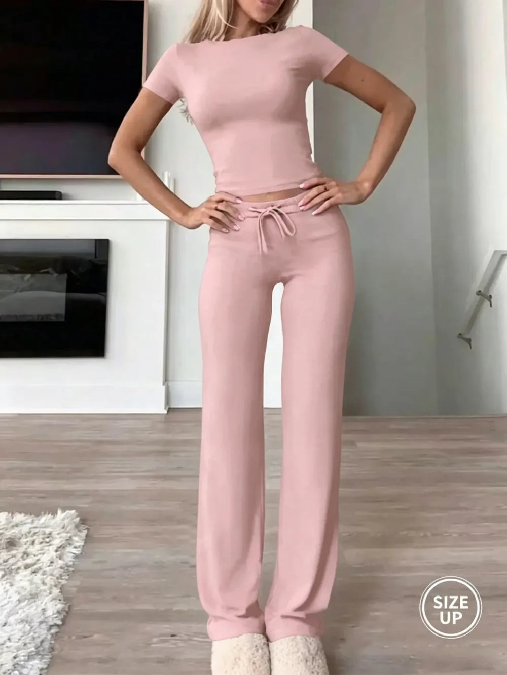 Two-Piece Set Plain Loungewear Set