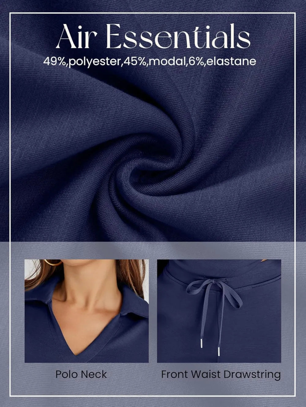 Women's 2 Piece Sets Outfits Casual Long Sleeve Sweatsuits Polo Top and Wide Leg Pants Matching Sets