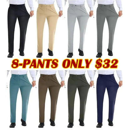 Men's Stretch Gurkha Pants Slim Fit Dress Pants