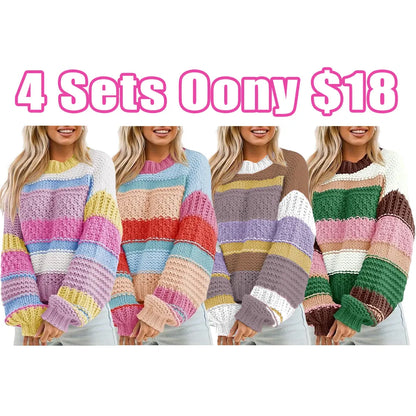 Women's loose-fitting oversized crew neck sweater