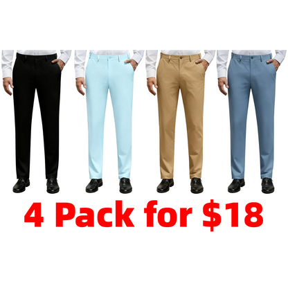 Men's Stretch Dress Pants No Iron Golf Pants Expandable Waist Flat Front Business Casual Pants