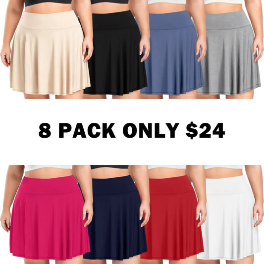 【Plus Size】 Pleated Tennis Skirt with Shorts