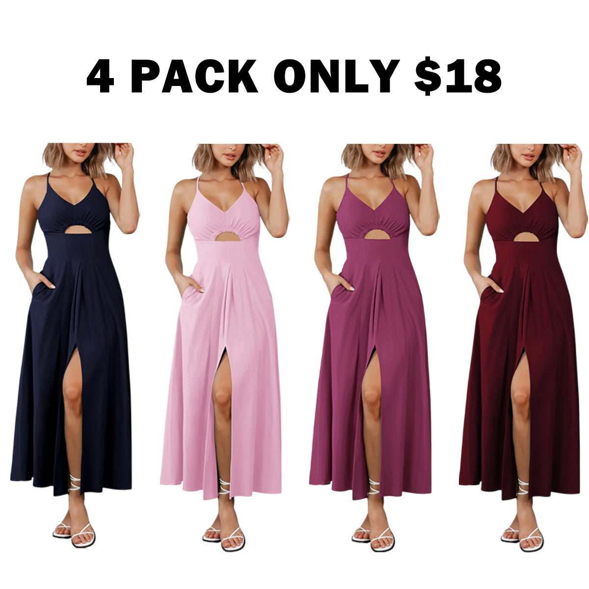 Women's 2026 Summer Sleeveless Spaghetti Strap Maxi Dress