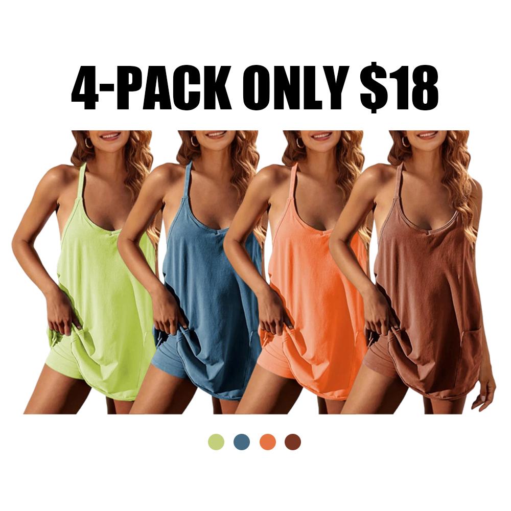 Women's Summer Sleeveless Mini Dress, Casual Sporty Dress, Short Tennis Skirt with Pockets