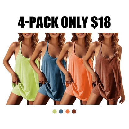 Women's Summer Sleeveless Mini Dress, Casual Sporty Dress, Short Tennis Skirt with Pockets