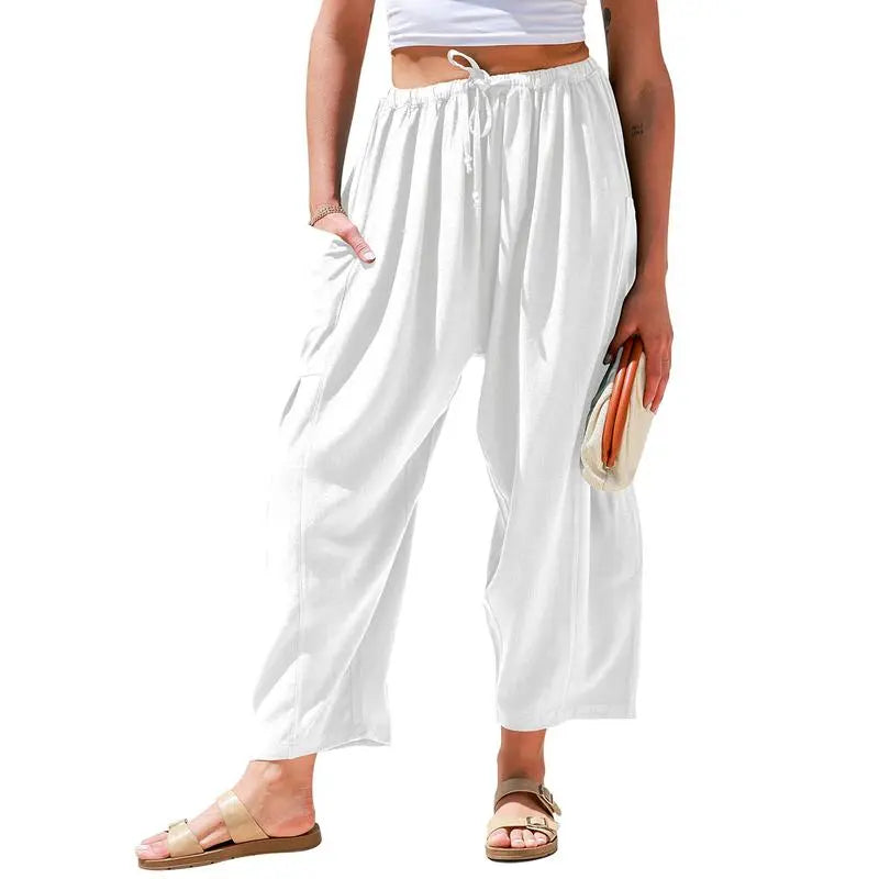Women'S Linen Beach Harem Pants With Pockets