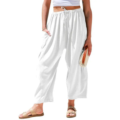 Women'S Linen Beach Harem Pants With Pockets