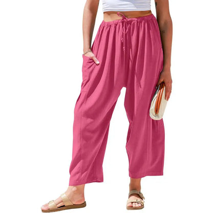 Women'S Linen Beach Harem Pants With Pockets