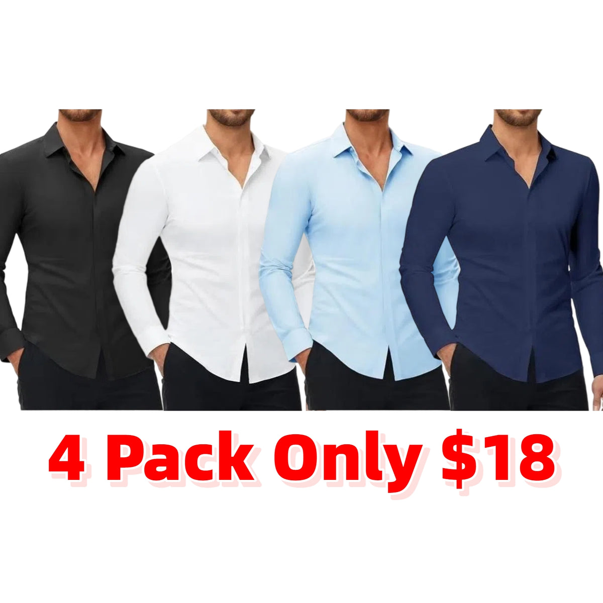 Men’s Slim Fit Stretch Dress Shirt – 16-Way Stretch, Wrinkle-Free