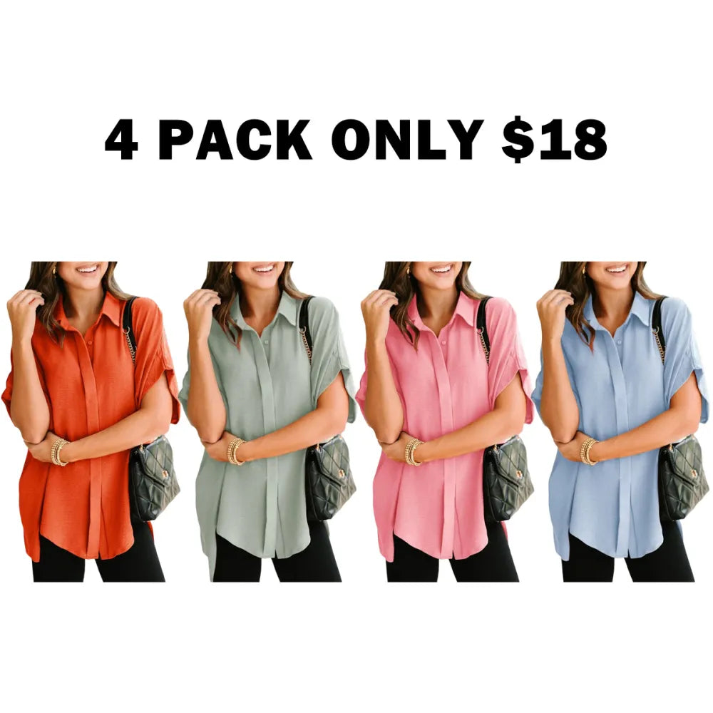 Women's Solid Short Sleeve Blouses