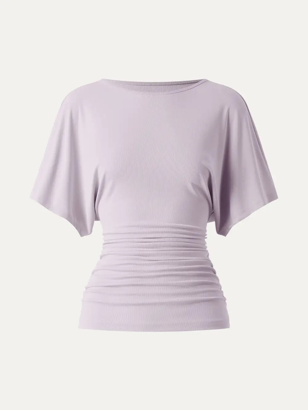 Effortless Boatneck Batwing Sleeve Side Ruched Top
