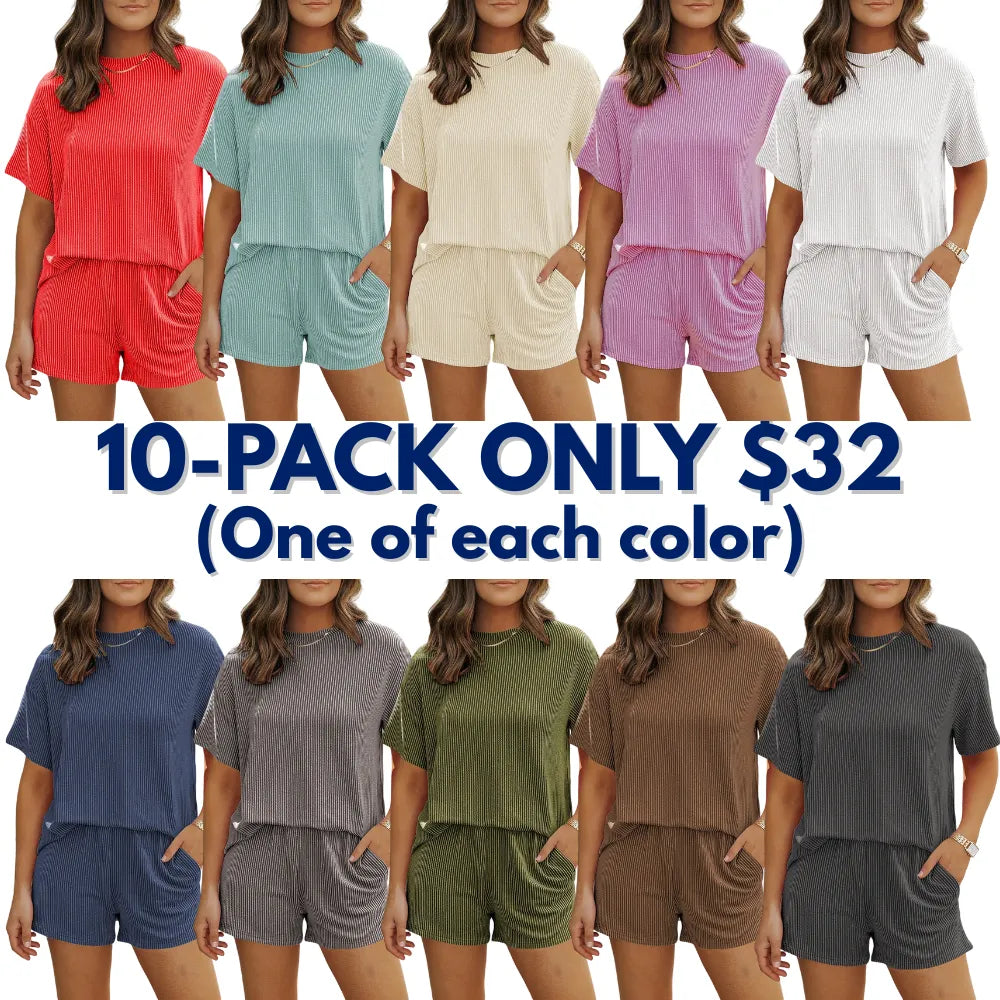 Women's Cable-Knit Textured Casual Loungewear Set