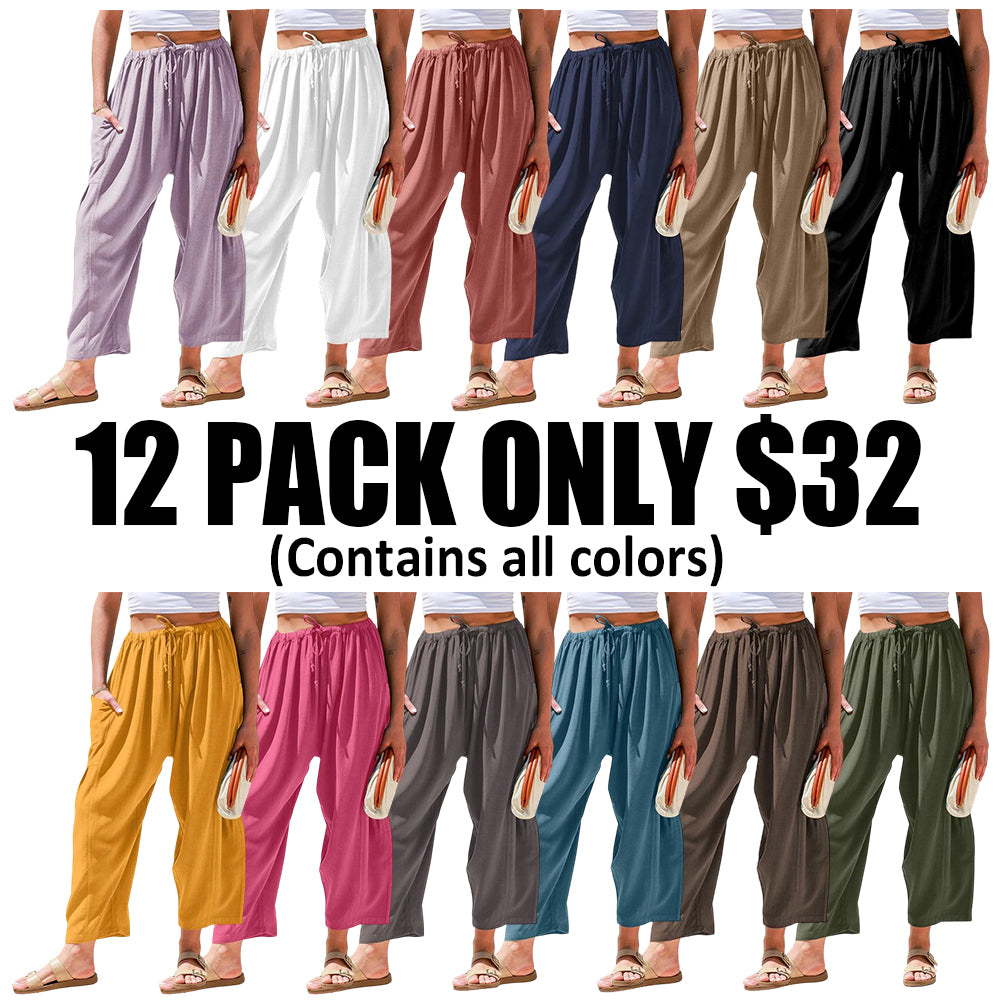 Women'S Linen Beach Harem Pants With Pockets