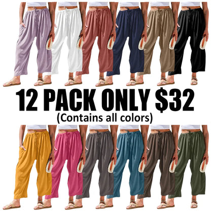 Women'S Linen Beach Harem Pants With Pockets