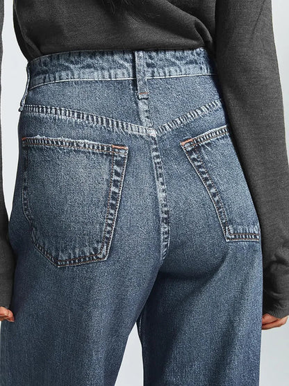 Women's Sweatpant Jeans Print Denim Sweatpants High Waisted Full-Length Wide Leg Pants Baggy Comfort Faux Jeans