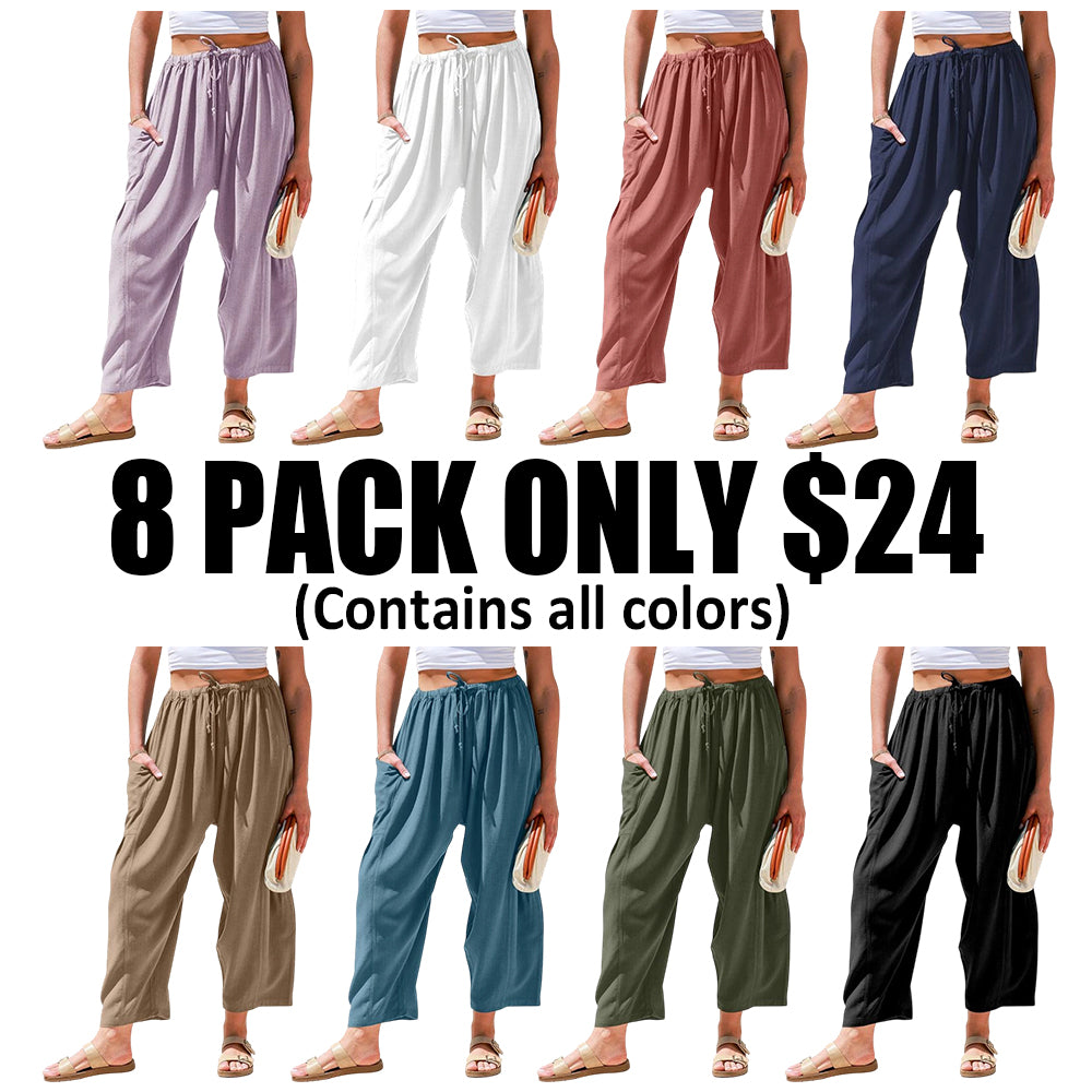 Women'S Linen Beach Harem Pants With Pockets