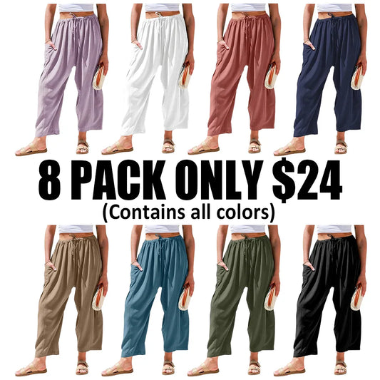 Women'S Linen Beach Harem Pants With Pockets