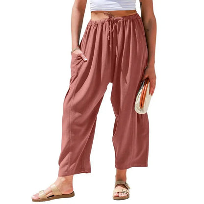 Women'S Linen Beach Harem Pants With Pockets