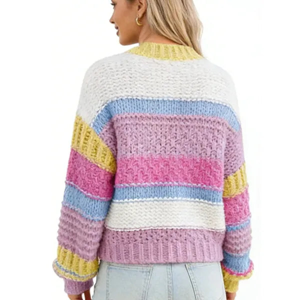 Women's loose-fitting oversized crew neck sweater