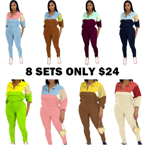 2-piece Colorblock Tracksuit Sets