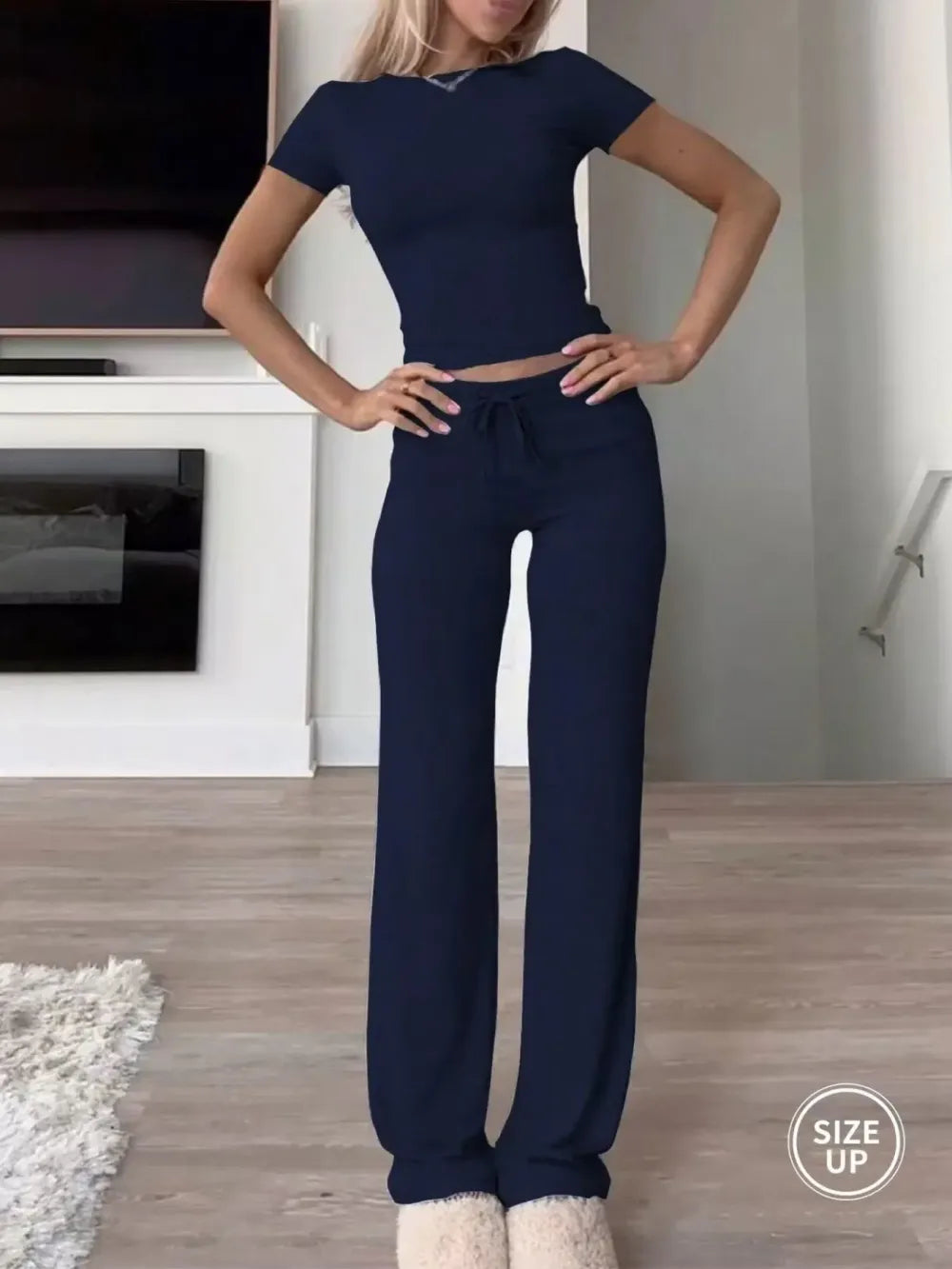 Two-Piece Set Plain Loungewear Set