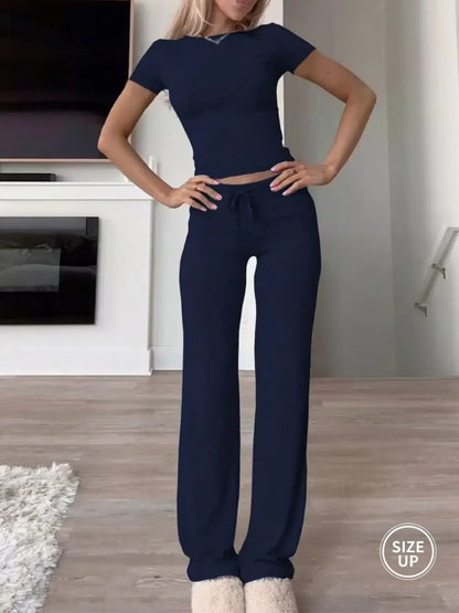Two-Piece Set Plain Loungewear Set