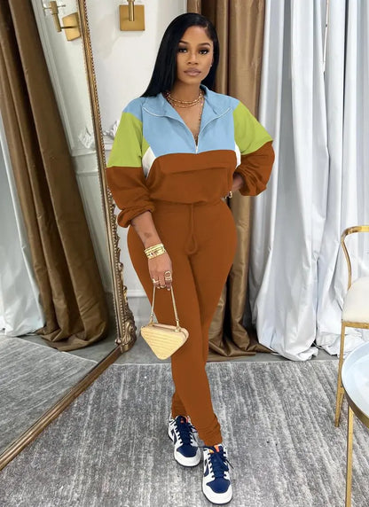 2-piece Colorblock Tracksuit Sets