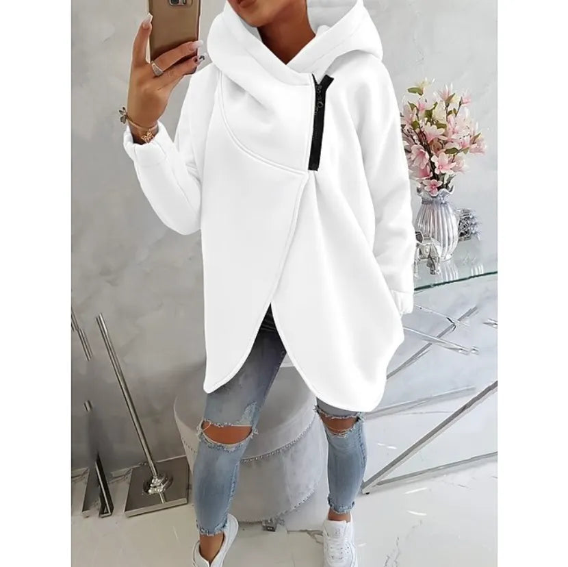 Women'S Plus Size Hooded Sweatshirt, Half-Zip Fashion Design