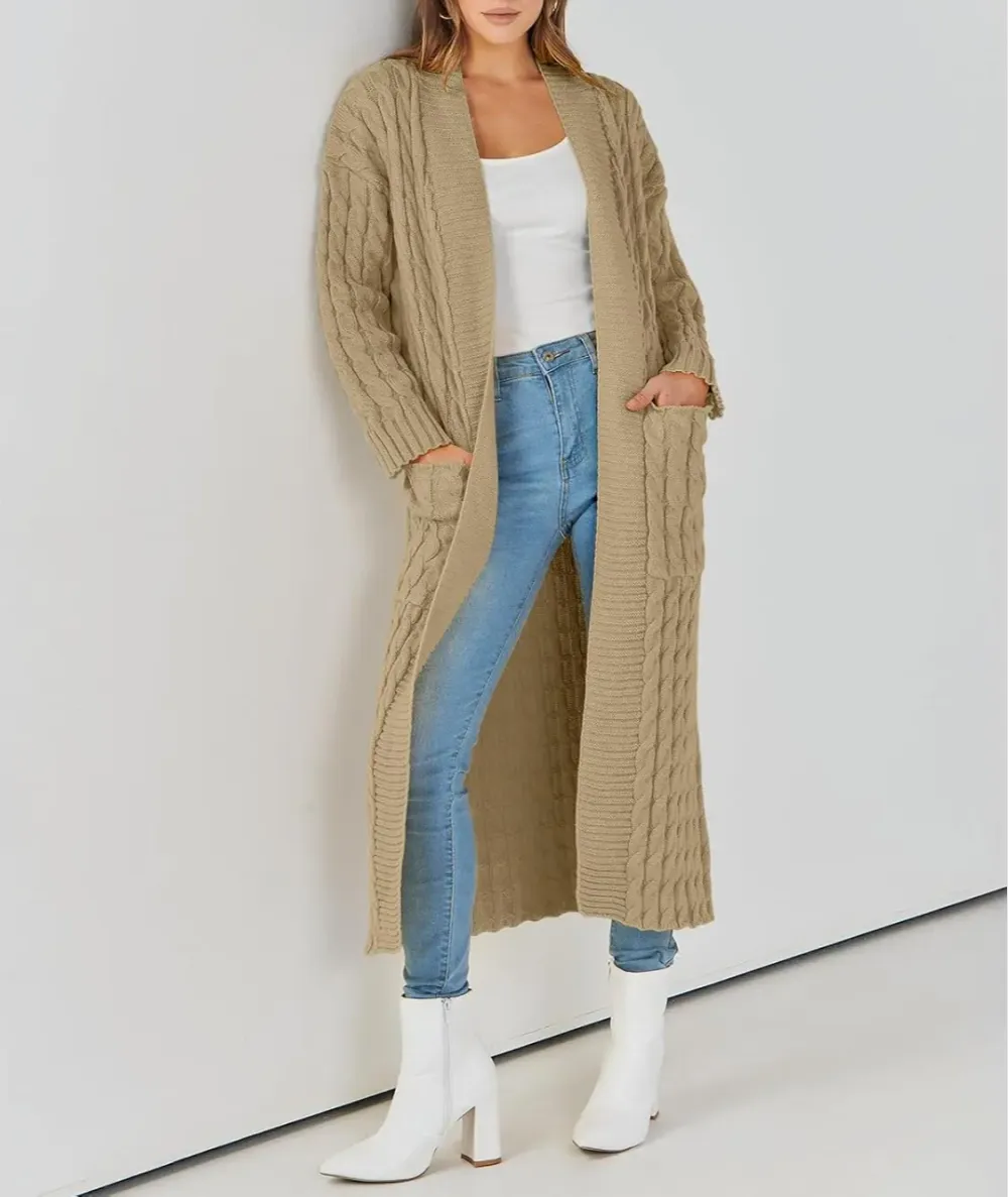 Women's Long Cardigan 2024 Oversized Coat Long Sleeve Open Cardigan Knitted Extra Long Coat Autumn Fashion Jacket Clothes