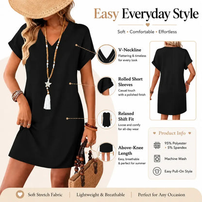 Dresses for Women 2026 Casual Summer Tshirt Dress Wedding Guest Dresses Short Sleeve Fashion Beach Vacation Clothes