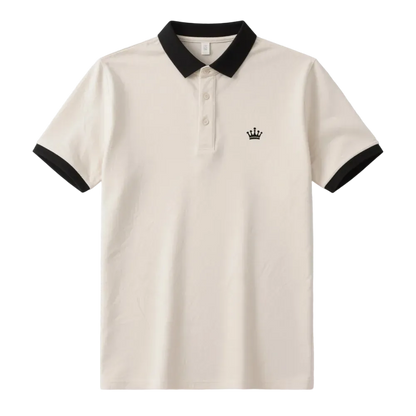 Men's Regular Fit Contrast Trim Polo Shirt – Half Zip, Short Sleeve, Summer Casual/Sporty Top for Daily Wear