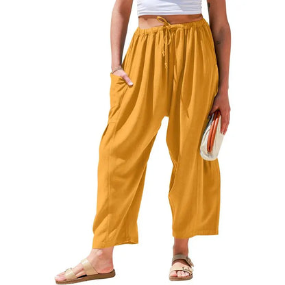 Women'S Linen Beach Harem Pants With Pockets