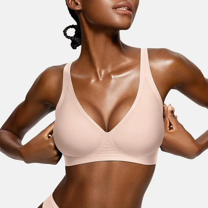 Womens Comfortable Wireless Bras Push Up Bralettes Seamless Tshirts Bras Deep V