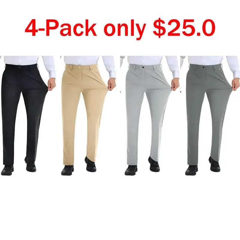 Men's Stretch Gurkha Pants Slim Fit Dress Pants