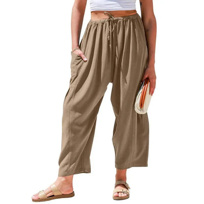 Women'S Linen Beach Harem Pants With Pockets