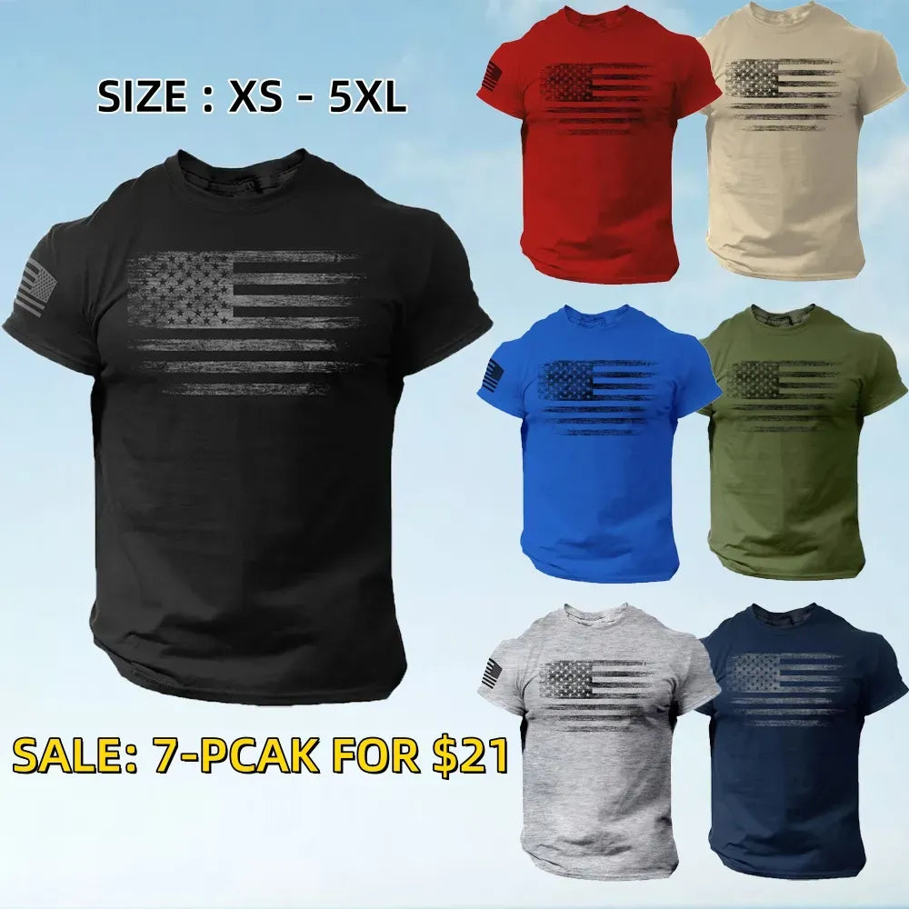Rogue Style USA Distressed Flag Men's T-Shirt, Casual Cotton Tee - Menswear